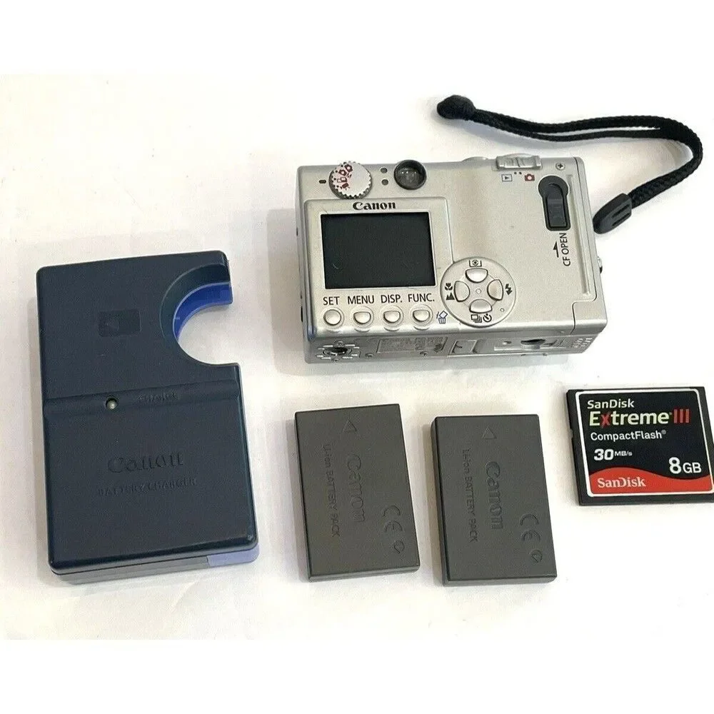 Canon Digital Elph PowerShot S400 Camera W/ 2 Batteries/SD Card 8GB READ